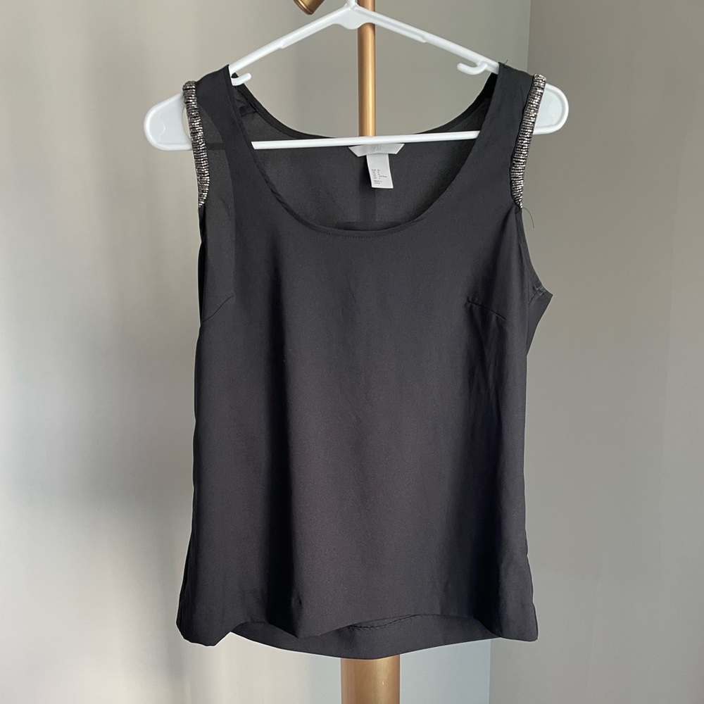 Black H&M Sequin Detail Tank Top